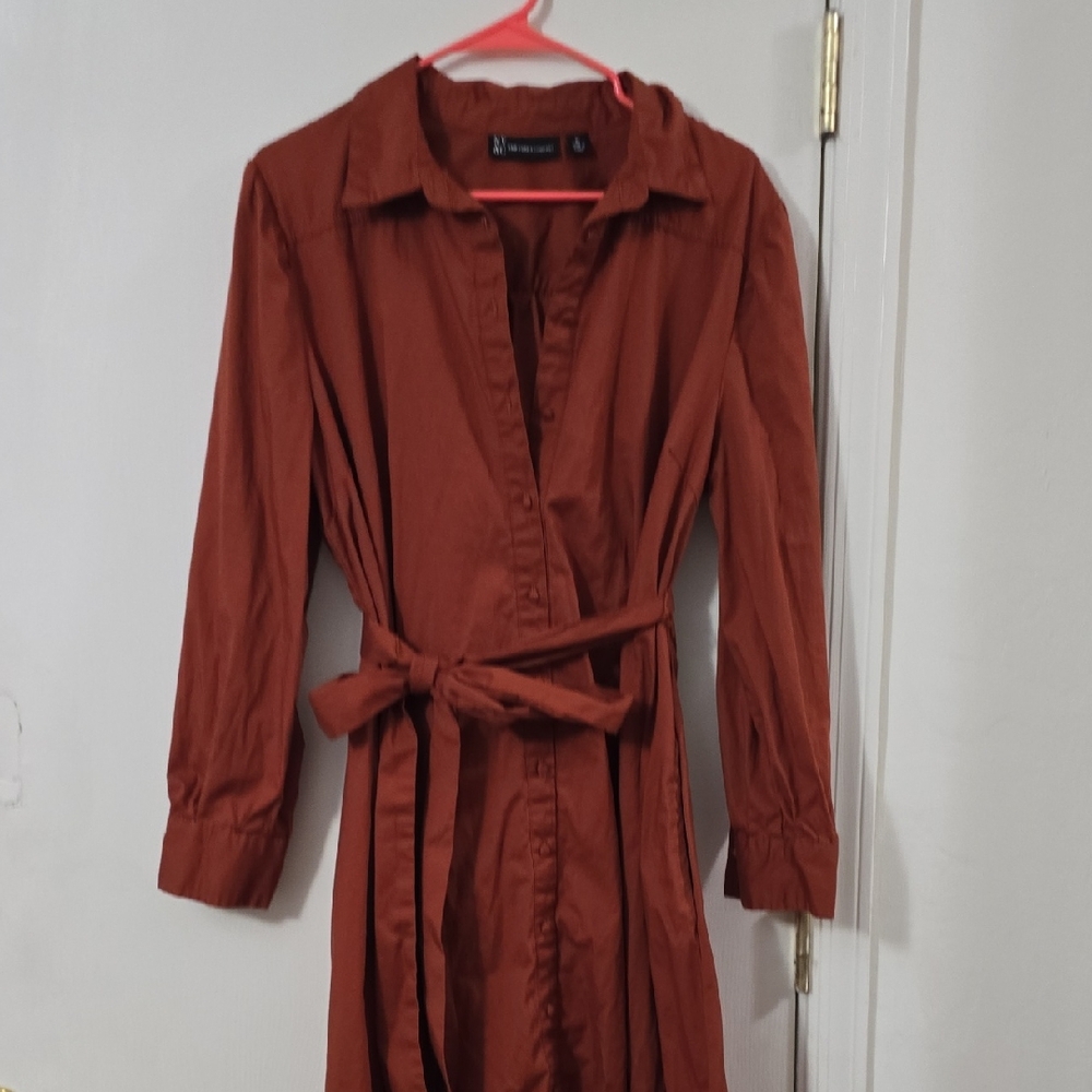 New York & Company Rust Midi Dress